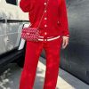 2-Pieces female | Knitted Wool Threaded Baseball Cardigan Track Suit