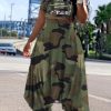 2-Pieces female | Fashion Camouflage Chest Wrap Harem Pants Two-Piece Suit Army Green