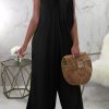 Jumpsuits & Rompers female | Solid Color Sleeveless Loose Jumpsuit Black