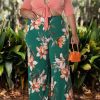 2-Pieces female | Fashion Plus Size Half Sleeve Knotted Top Flower Print Pant Suits