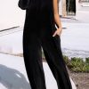 Jumpsuits & Rompers female | Fashion Casual Korean Velvet Solid Color Strapless Jumpsuit Black