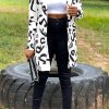 Tops & Outerwear female | Fashion Casual Round Neck Printed Mid-Length Jacket White