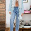 Tops & Outerwear female | Sleek Fringed Single Breasted Ripped Midi-Length Denim Jacket