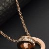 Accessories female | Roman Double Ring Diamond Pendant Titanium Steel Necklace