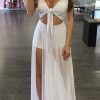 Dresses female | Chiffon Stitching Knotted Sexy Slit Maxi Dress