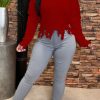 Tops & Outerwear female | Fashion Loose Shredded Irregular Sweater