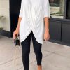 Tops & Outerwear female | Solid Cowl Neck Casual Loose T-Shirt