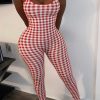 Jumpsuits & Rompers female | Sexy Spaghetti Straps Plaid Jumpsuit