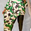 Tops & Outerwear female | Loose Plus Size Camouflage Print Long Sleeved Irregular Top