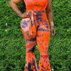 Jumpsuits & Rompers female | Plus Size Flared Hem Tie Dye Tie Jumpsuit