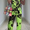 Jumpsuits & Rompers female | Fashion Tie-Dye High-Waist Sleeveless Backless Suspender Jumpsuit