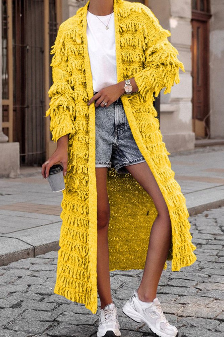 Tops & Outerwear female | Stylish Comfortable Fringed Knitted Jacket