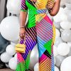 Jumpsuits & Rompers female | Polo Neck Fashion Print Short Sleeve Jumpsuit Multicolor