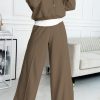 2-Pieces female | Casual Threaded Stitching Fake Sweatshirt Wide-Leg Pants Suit