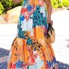 Dresses female | Plus Size Floral Leopard Halter Maxi Dress Multicolor