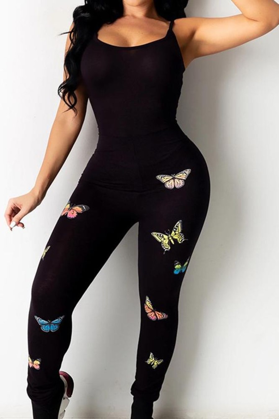 Jumpsuits & Rompers female | Butterfly Printed Sling Jumpsuit Black