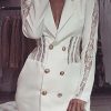 Dresses female | Elegant Fashionable Lace Stitching Slim Suit Dress White