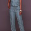 Jumpsuits & Rompers female | Fashion Slim Casual Zipper Denim Jumpsuit