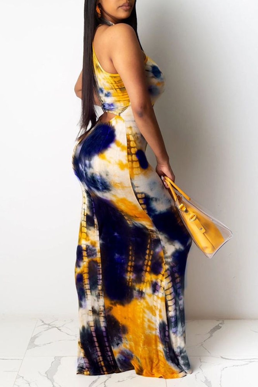 Dresses female | Gradient Tie Dye Sleeveless Maxi Dress