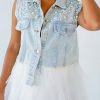 Tops & Outerwear female | New Hole Washed Fashion Loose Denim Vest