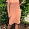 Dresses female | Casual V-Neck Short Sleeve Midi Dress