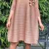 Dresses female | Temperament Solid Color Half Sleeve Loose Pleated Midi Dress