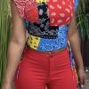 Tops & Outerwear female | Paisley Print Lace Up Sleeveless T-Shirt Red