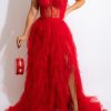 Dresses female | Lace Wrap Breast Mesh Ruffle Laye Maxi Dress