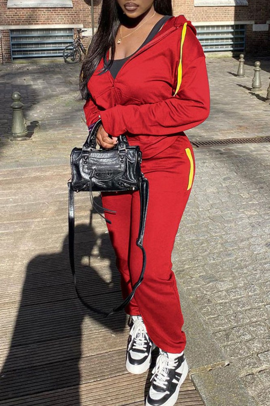 2-Pieces female | Fashion Casual Solid Color Zipper Sports Jogging Two-Piece Set