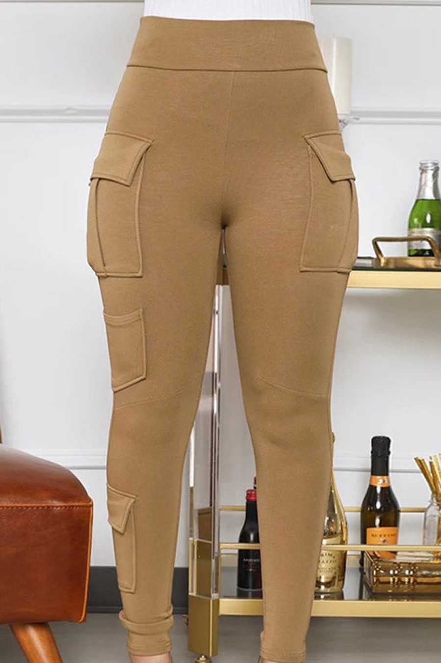 Bottoms female | High Waist Slim Pocket Casual Pants