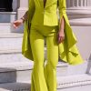 2-Pieces female | Fashion Lapel Irregular Flare Sleeve Slit Blazer Flared Pants Two-Piece Suit