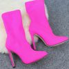 Accessories female | Sexy Stretch Mesh Solid Color Pointed Toe High Heel Boots