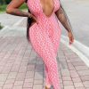 Jumpsuits & Rompers female | Fashion Print V-Neck Sleeveless Jumpsuit