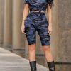 2-Pieces female | Fashion Camo Print Short Sleeve Sports Suit