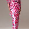 2-Pieces female | Elegant Short-Sleeved Printed Belted Top And Skirt Two-Piece Set(With Headscarf)