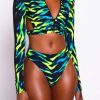 Swimwear female | Printed Halter Long Sleeve Two Piece Swimsuit