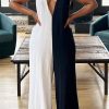 Jumpsuits & Rompers female | Fashion Color Contrast Stitching Wide Leg Jumpsuit White