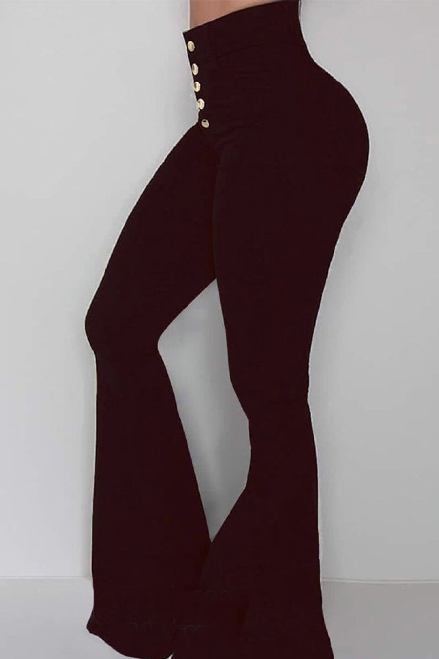 Bottoms female | Casual High Waist Hips Flared Fishtail Single Breasted Simple Trousers