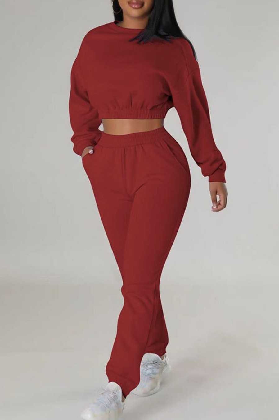 2-Pieces female | Casual Solid Color Sweater Two-Piece Set