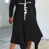 Dresses female | Plus Size Asymmetrical U Collar Letter Print Dress