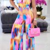 Jumpsuits & Rompers female | Fashion Show Girl Back Spicy Wide Leg Print Jumpsuit Red