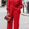 2-Pieces female | Casual Turtleneck Irregular Slit Top Trousers Two-Piece Set