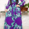 Dresses female | Plus Size Fashion Print Frock Chiffon Maxi Dress