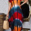 Dresses female | Off The Shoulder Tie Dye Maxi Dress Yellow