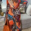 Jumpsuits & Rompers female | Pretty Leopard V-Neck Tie Waist Jumpsuit