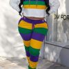 2-Pieces female | Casual Contrasting Color Short Hoodie Drawstring Pants Suits