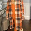 Tops & Outerwear female | Classic Plaid Single Breasted Boucle Overcoat Orange