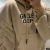 Tops & Outerwear female | Casual Loose Letter Print Thick Hoodie Beige