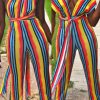 Jumpsuits & Rompers female | Reversible Rainbow Contrast Striped Knotted Jumpsuit Multicolor