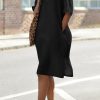 Dresses female | Sleek Side Slit Knotted Back Cotton Dress